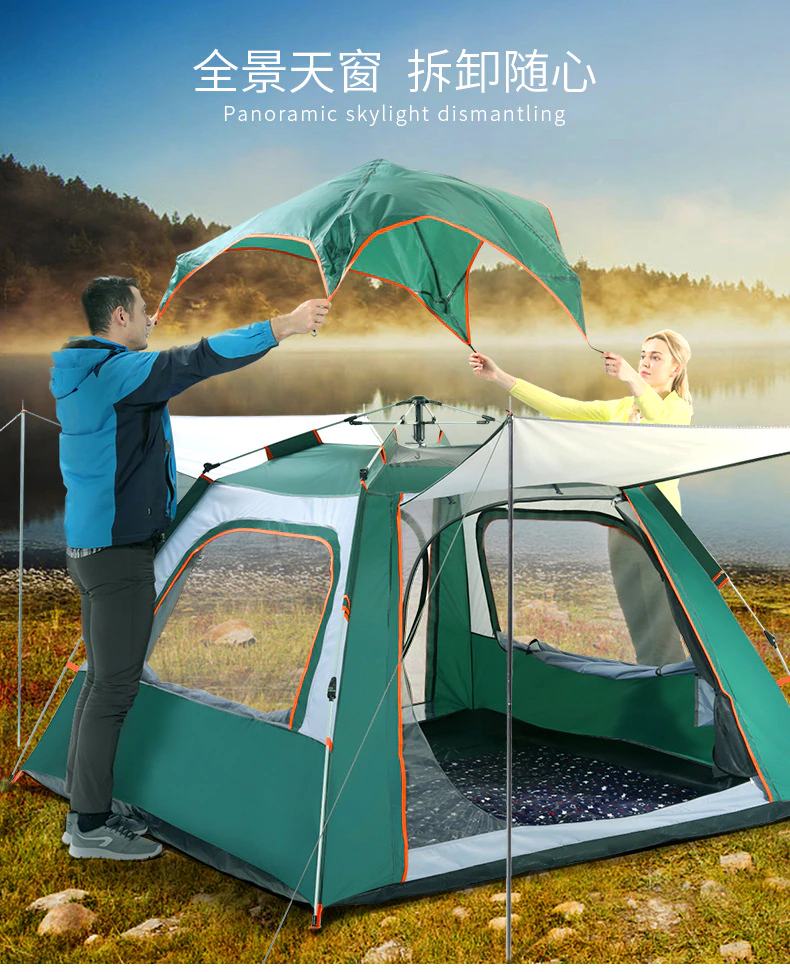 Cheap Goat Tents Explorer Family Outdoor Beach Sunscreen Camping Fishing Tent Full Automatic Quick Opening Thickened 5 8 Person Hiking Tent   